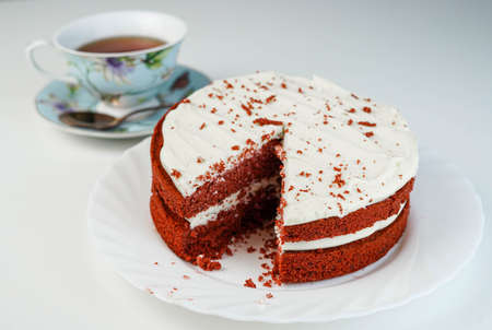 Red velvet cake with cocoa and cream cheese