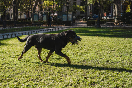Dogs playing happily in the park.の写真素材