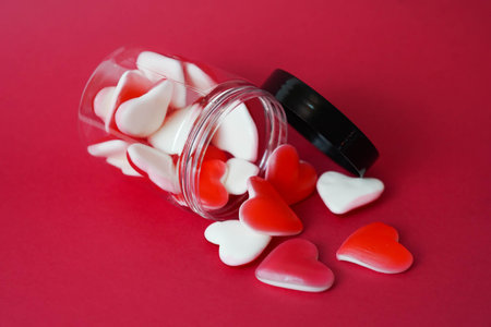 Some heart-shaped jelly candies to give away on Valentine's Day
