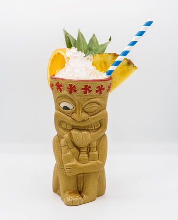 Fruit cocktail in a totem shaped glass