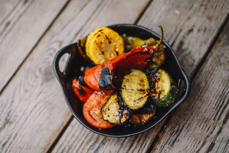 Different grilled vegetables in an Argentine restaurant