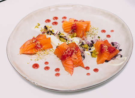 Excellent gourmet salmon tartare dish