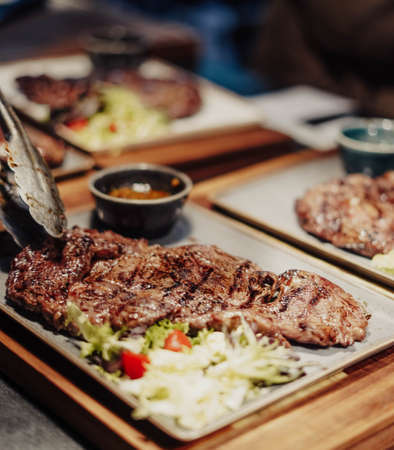 Grilled beef of excellent quality in a luxury restaurantの写真素材
