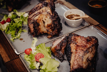 Grilled beef of excellent quality in a fancy restaurantの写真素材