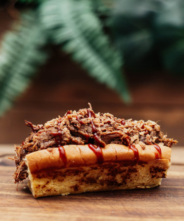 Pulled pork sandwich with brioche bread
