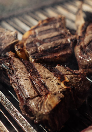 Some excellent pieces of Argentine beef on a charcoal grill