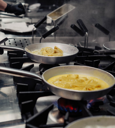In this photo, we see a plate of homemade Italian pasta with a delicious sauce. The pasta is perfectly cooked and has a beautiful golden colour, with a slightly rough texture.の写真素材