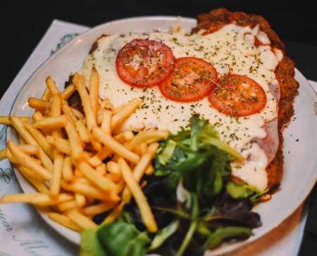 Neapolitan beef Milanese typical of Argentina and Uruguayの写真素材