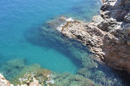 Sunny summer in Biarritz, sun and beach with crystal clear water in Franceの写真素材