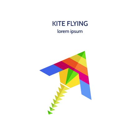 Vector illustration icon colored kite flying on white background.のイラスト素材