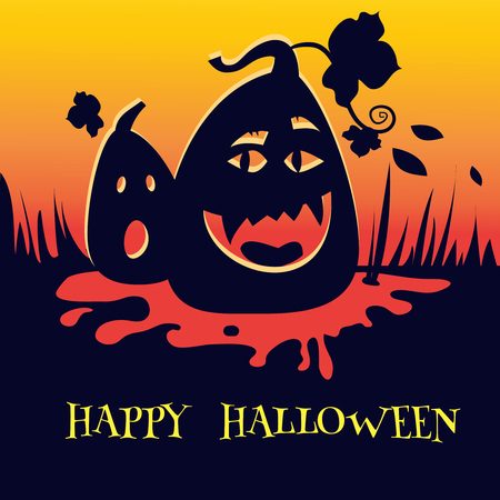 Vector illustration of Halloween pumpkin background. Halloween poster or cardのイラスト素材