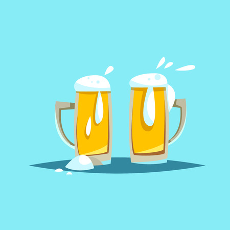 Vector illustration beer mug with alcohol drink or brew isolated cartoon styleのイラスト素材