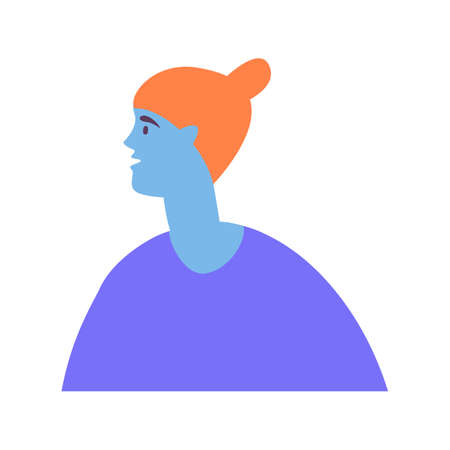 Head shot portrait woman trendy flat style. Portrait or avatar teenage girl