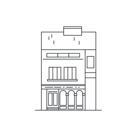 house icon. Building front view facade outline. story shop houseのイラスト素材