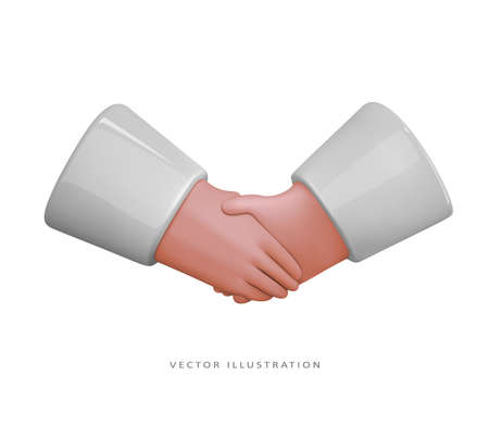 3d render handshake icon isolated. Business hand shake,partnership, cooperation, business success concept. Hi symbol. Vector cartoon illustration.のイラスト素材