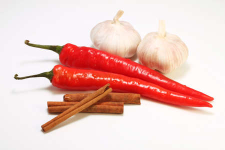 Mixed and fresh spice isolated on a white and plain backgroundの写真素材