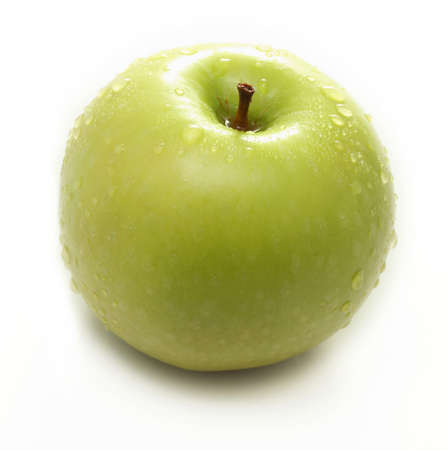 Fresh juicy green apple isolated on a white background の写真素材