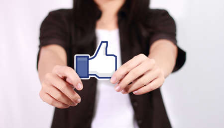 Johor, Malaysia - July 21, 2013: This 'like' icon button is the voting system used to rate user...