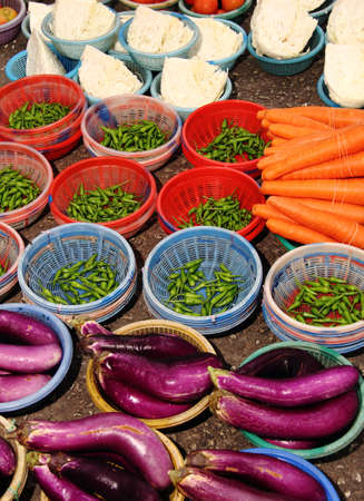 A lot of fresh and organic vegetables for sell at market の写真素材