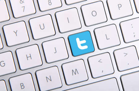 Johor, Malaysia - Sep 13, 2013: Twitter icon on the keyboard. Twitter is famous website in the world, Sep 13, 2013 in Johor, Malaysia.のeditorial素材