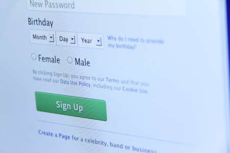 Johor, Malaysia - Sep 13, 2013: Photo of Facebook homepage on a monitor screen. As of today, Facebook is the largest social media network on the web, Sep 13, 2013 in Johor, Malaysia.のeditorial素材