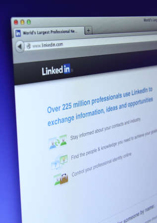 Johor, Malaysia - Sep 13, 2013: Photo of Linkedin website on a monitor screen. Linkedin is a famous online social networking service website, Sep 13, 2013 in Johor, Malaysia.のeditorial素材