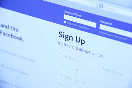 Johor, Malaysia - Sep 6, 2013: Photo of Facebook homepage on a monitor screen. As of today, Facebook...