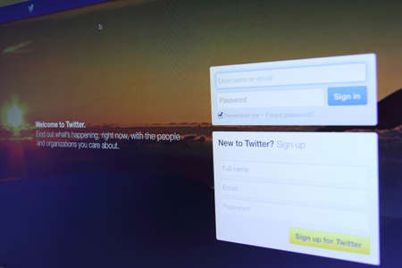 Johor, Malaysia - Sep 13, 2013: Photo of Twitter homepage on a monitor screen. Twitter is a famous online social networking service website, Sep 13, 2013 in Johor, Malaysia.
のeditorial素材