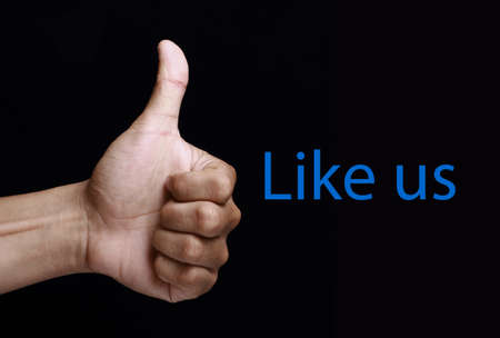 Thumb up with like usの写真素材