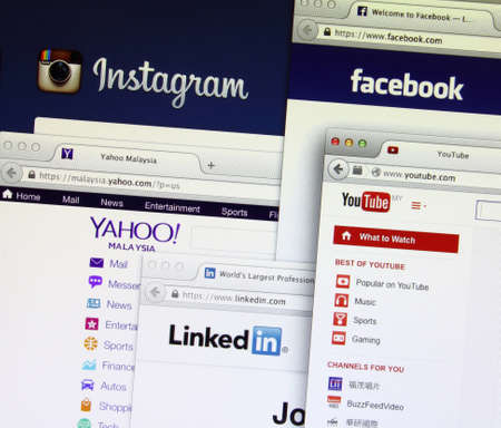 Johor, Malaysia - Jun 18, 2014: Website pages on computer screen, they are famous websites in the...