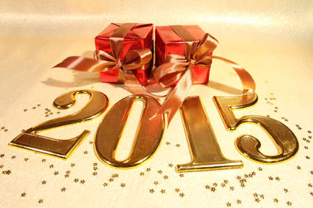 2015 gold numbers text and decoration