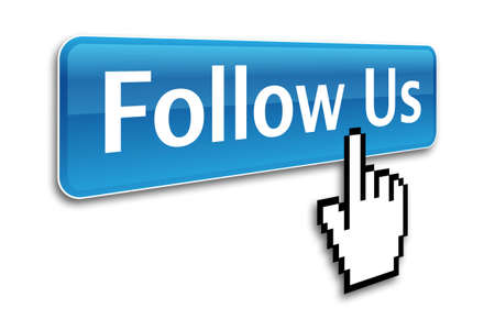 follow us button and hand cursorの写真素材