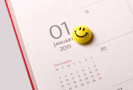 Smile icon on the diary at 1st January 2015の写真素材