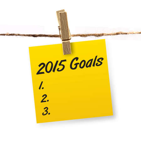 2015 goals note hanging on the ropeの写真素材
