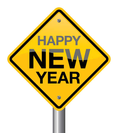 Happy new year road signのイラスト素材