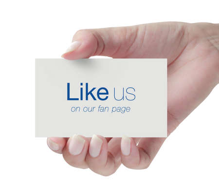 Hand holding like us cardの写真素材