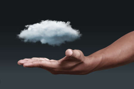 Cloud computing icon with handの写真素材