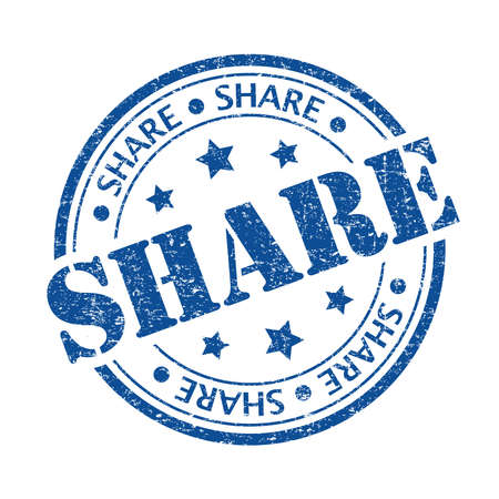 Blue color share rubber stampの写真素材