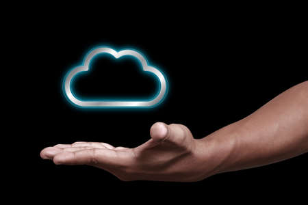 Cloud computing icon with handの写真素材