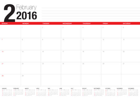 Simple table calendar for 2016 yearのイラスト素材