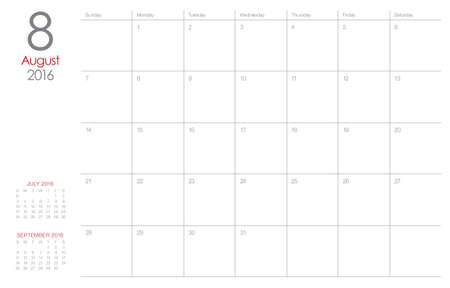 Simple table calendar for 2016 yearのイラスト素材