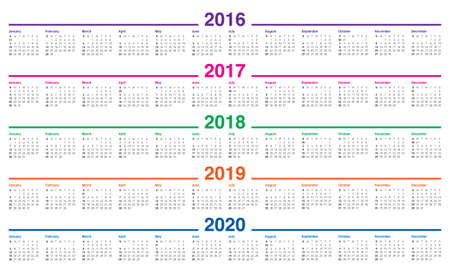 Simple calendar for 2016 2017 2018 2019 2020のイラスト素材