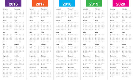 Simple calendar for 2016 2017 2018 2019 2020のイラスト素材