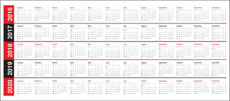 Simple calendar for 2016 2017 2018 2019 2020のイラスト素材