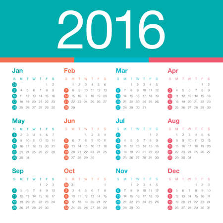 Simple calendar for 2016 yearのイラスト素材