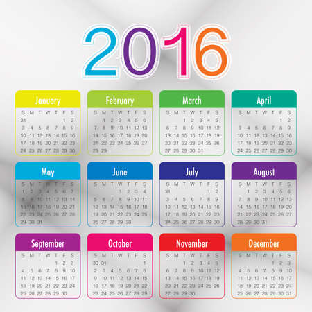 Simple calendar for 2016 yearのイラスト素材