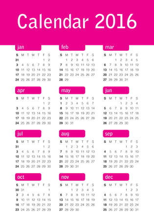 Simple calendar for 2016 yearのイラスト素材