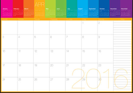 Simple table calendar for 2016 yearのイラスト素材