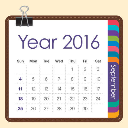 Simple calendar for September 2016のイラスト素材