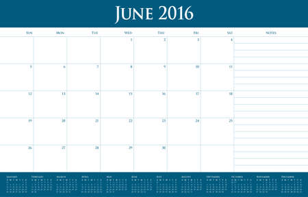 Simple table calendar for 2016 yearのイラスト素材